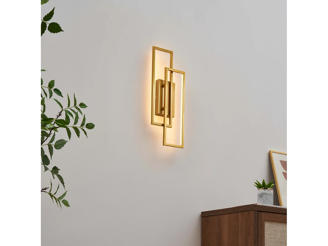 Applique double rectangle laiton 50 cm éclairage indirect - Torello
