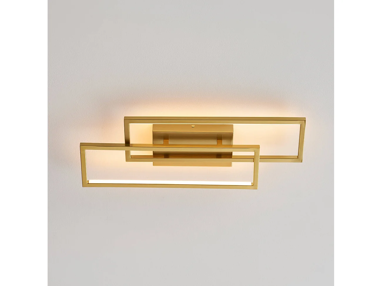 Applique double rectangle laiton 50 cm éclairage indirect - Torello