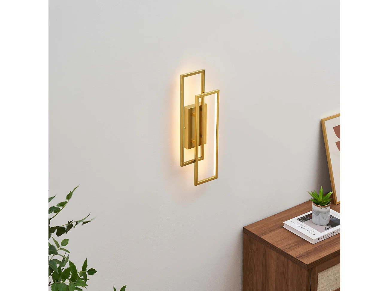 Applique double rectangle laiton 50 cm éclairage indirect - Torello