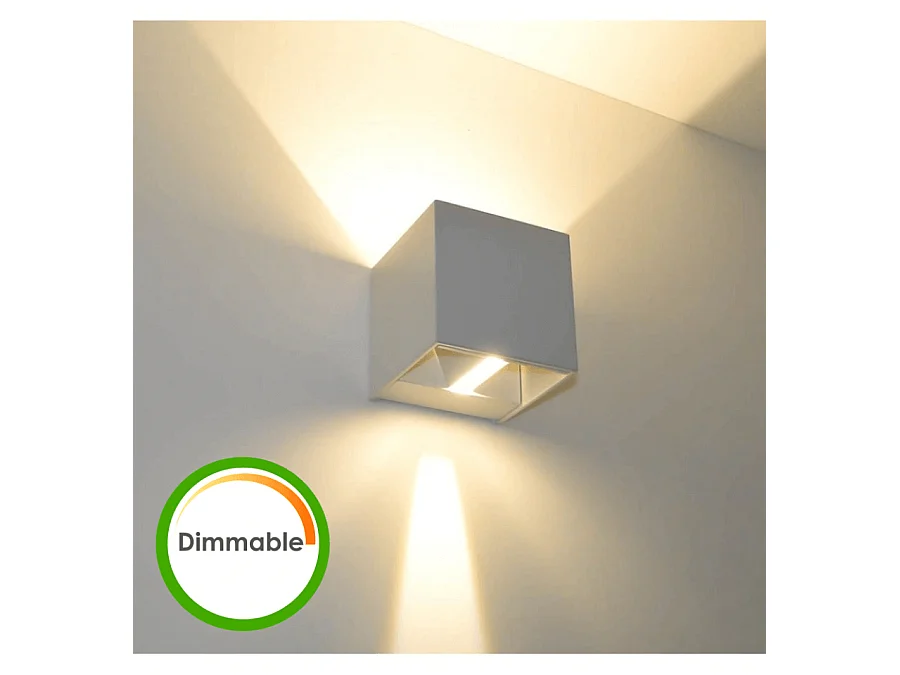 Lampe murale LED variable 6W IP54 - Blanc - Cubic