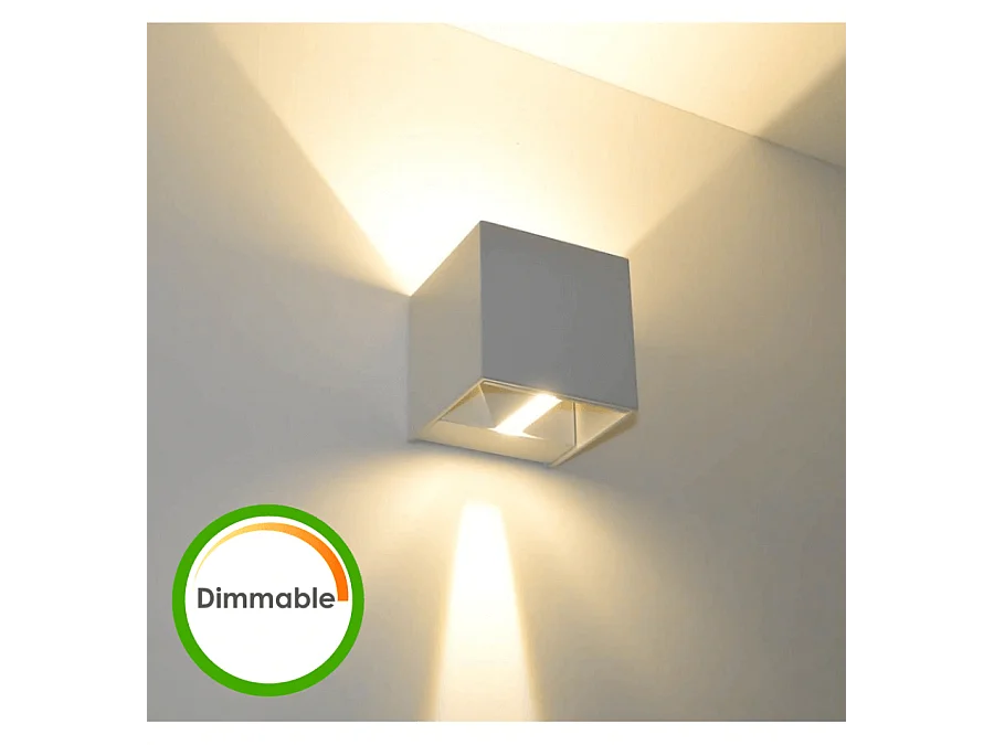 Lampe murale LED variable 6W IP54 - Blanc - Cubic