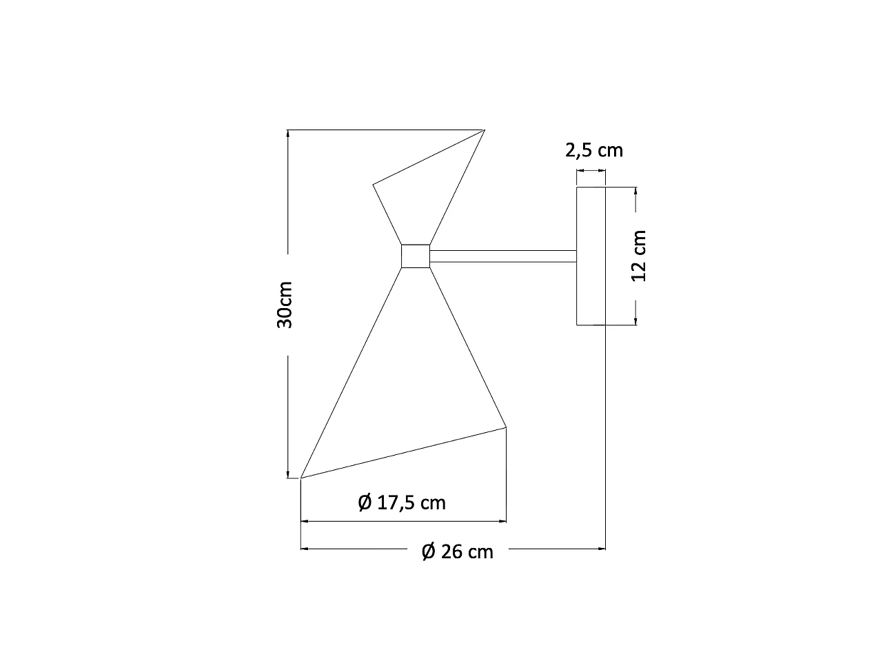 Applique double cône noir et doré - Valdivia