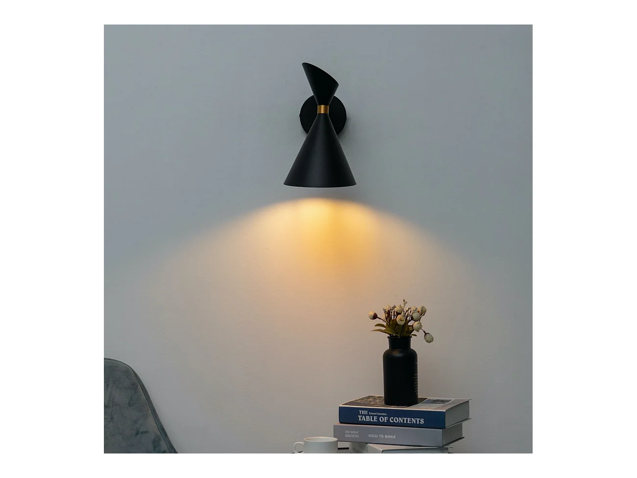 Applique double cône noir et doré - Valdivia