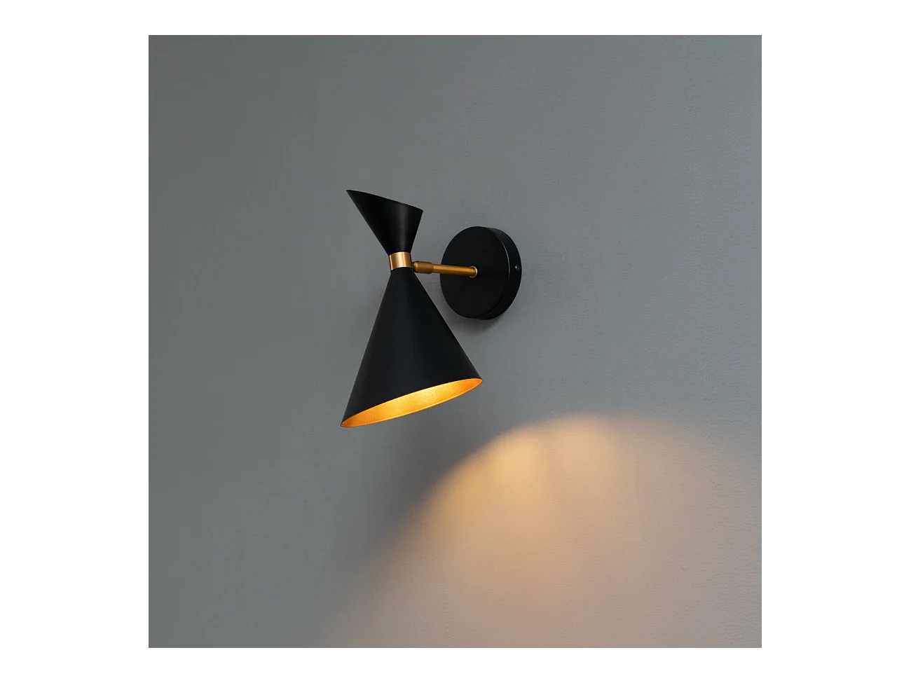 Applique double cône noir et doré - Valdivia