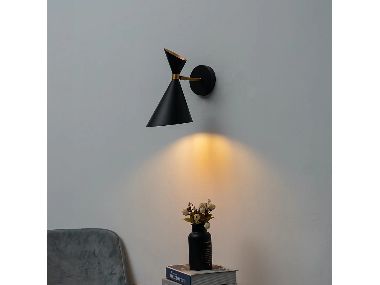 Applique double cône noir et doré - Valdivia