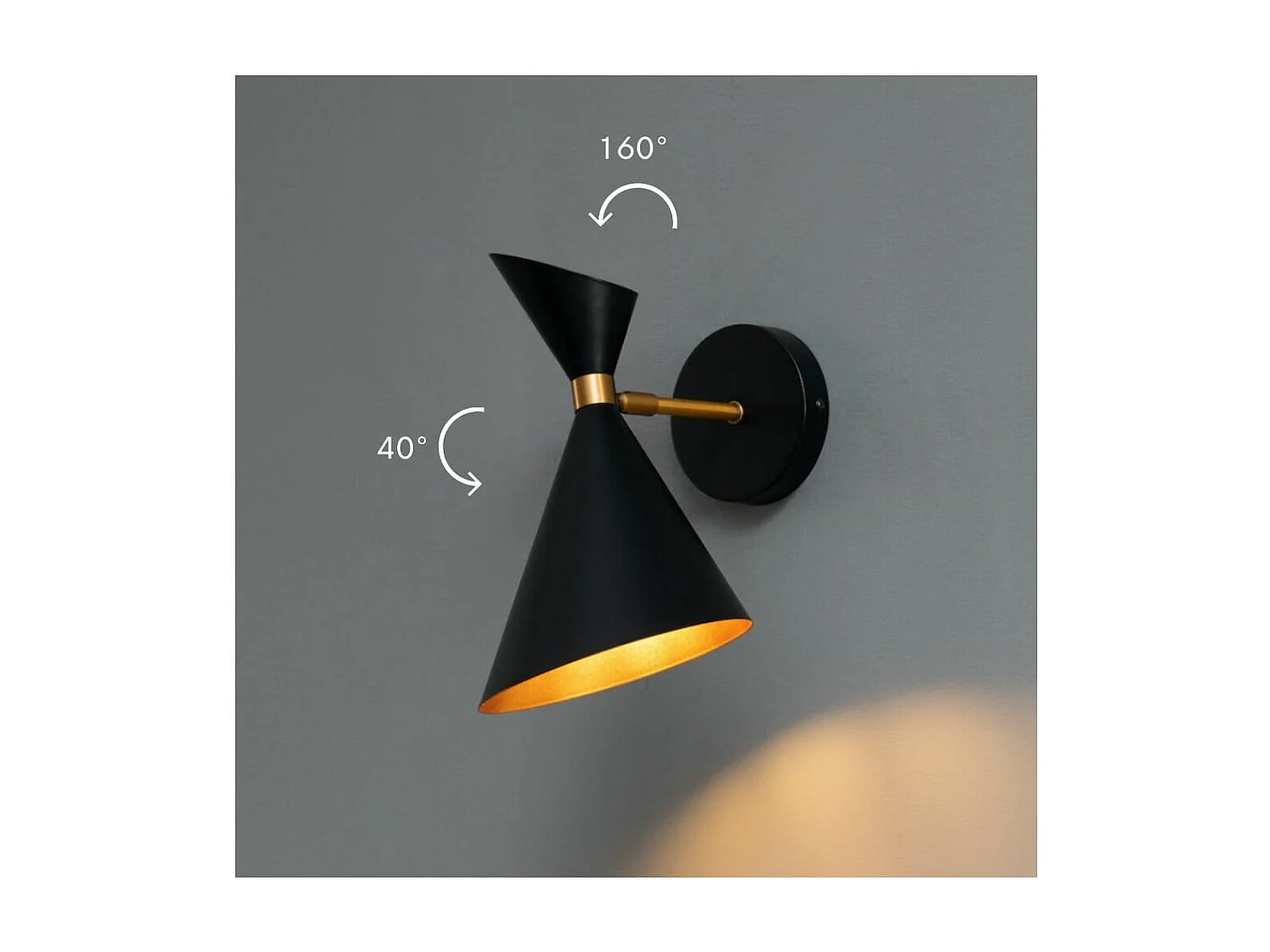 Applique double cône noir et doré - Valdivia