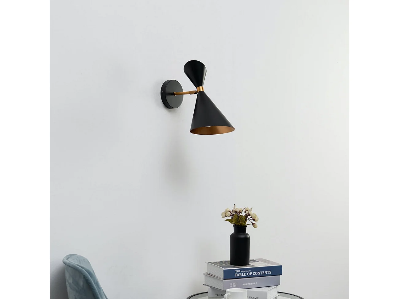 Applique double cône noir et doré - Valdivia