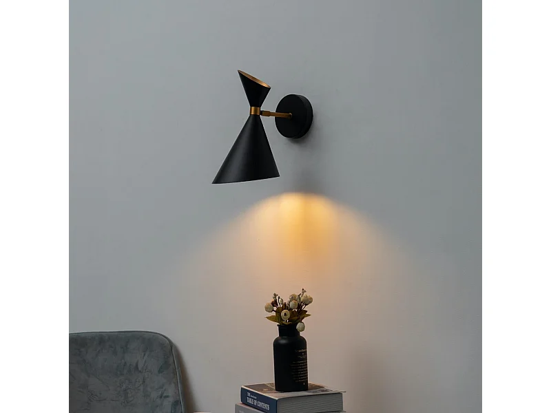 Applique double cône noir et doré - Valdivia