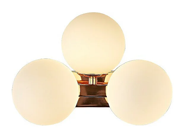 Applique charmante dorée trois sphères en verre blanc - Ambrosia