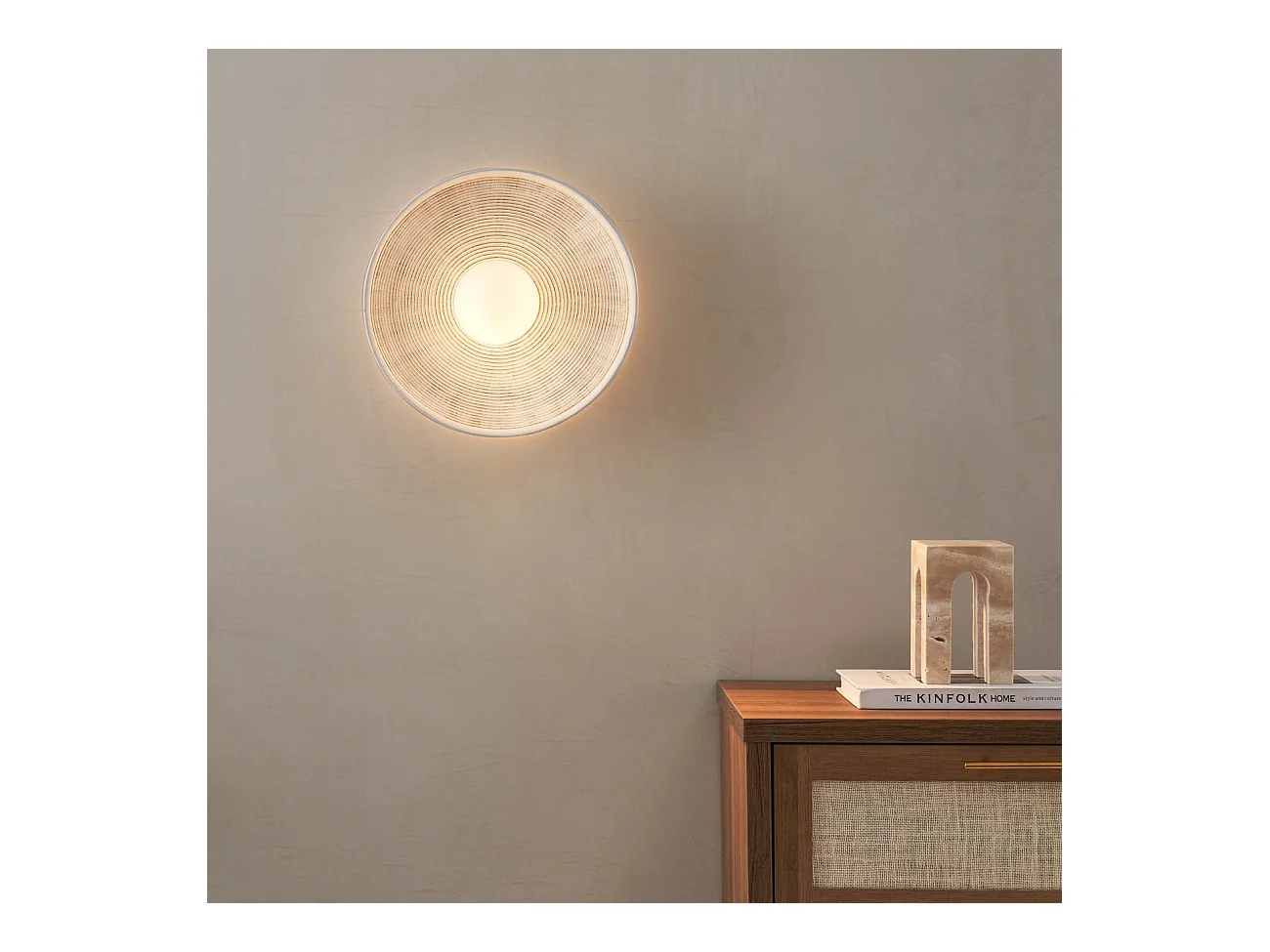 Applique ou petit plafonnier rond 27 cm en résine - Amaya