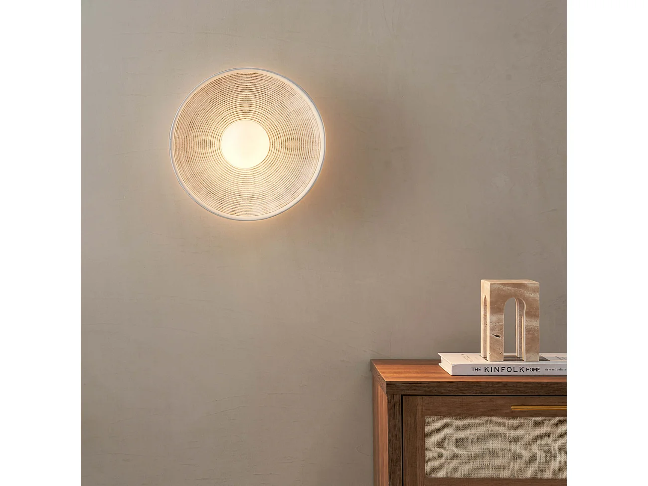 Applique ou petit plafonnier rond 27 cm en résine - Amaya