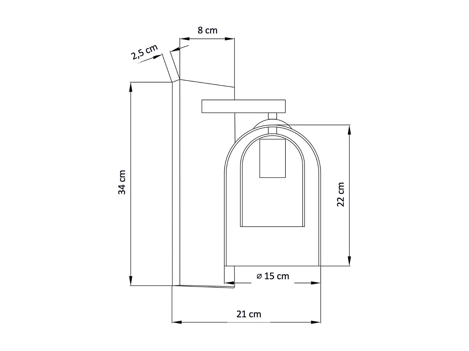 Applique noire avec cloche en verre fumé - Artemis