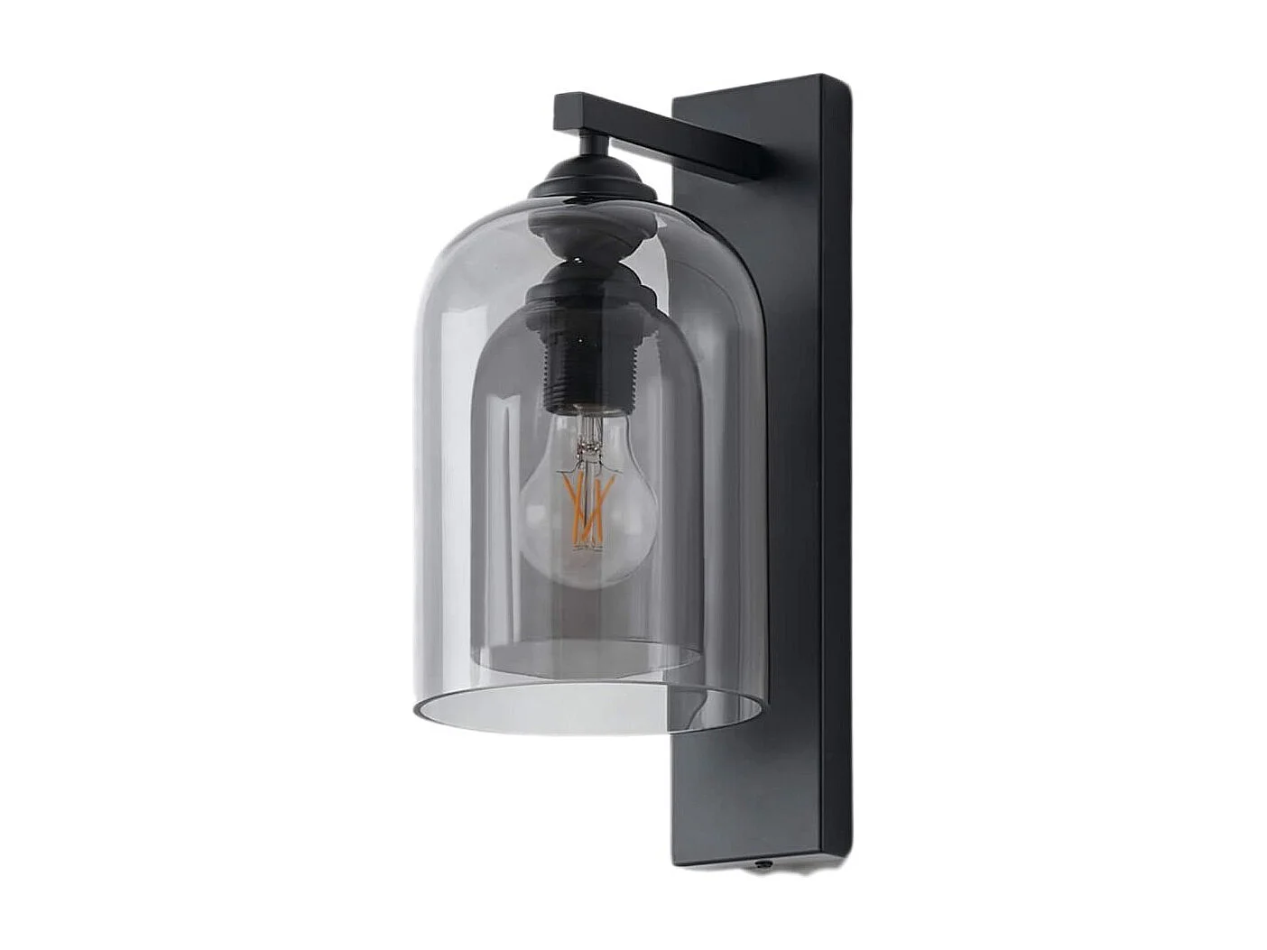 Applique noire avec cloche en verre fumé - Artemis