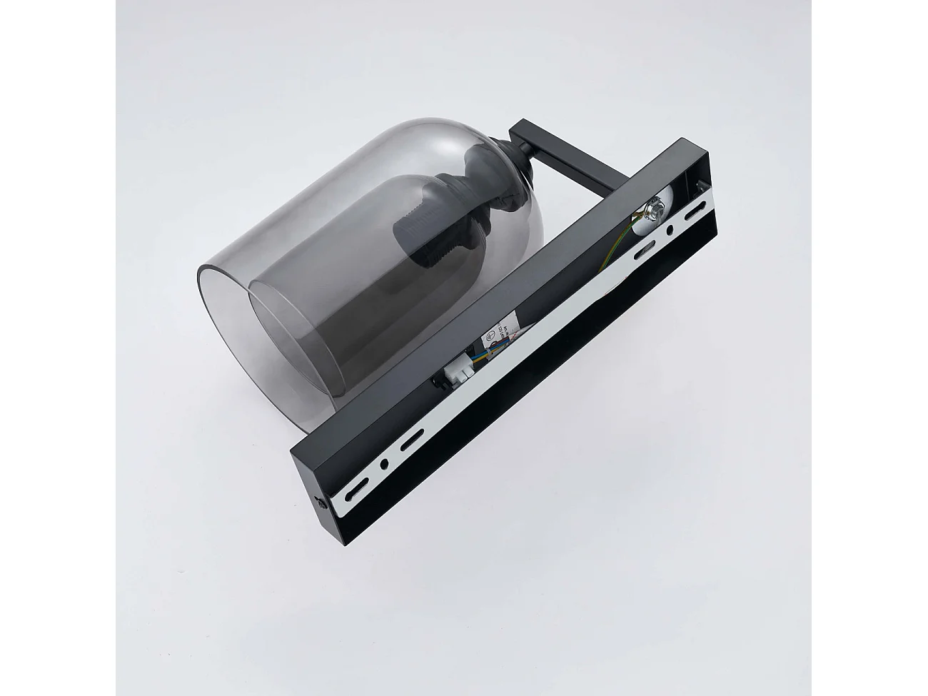 Applique noire avec cloche en verre fumé - Artemis