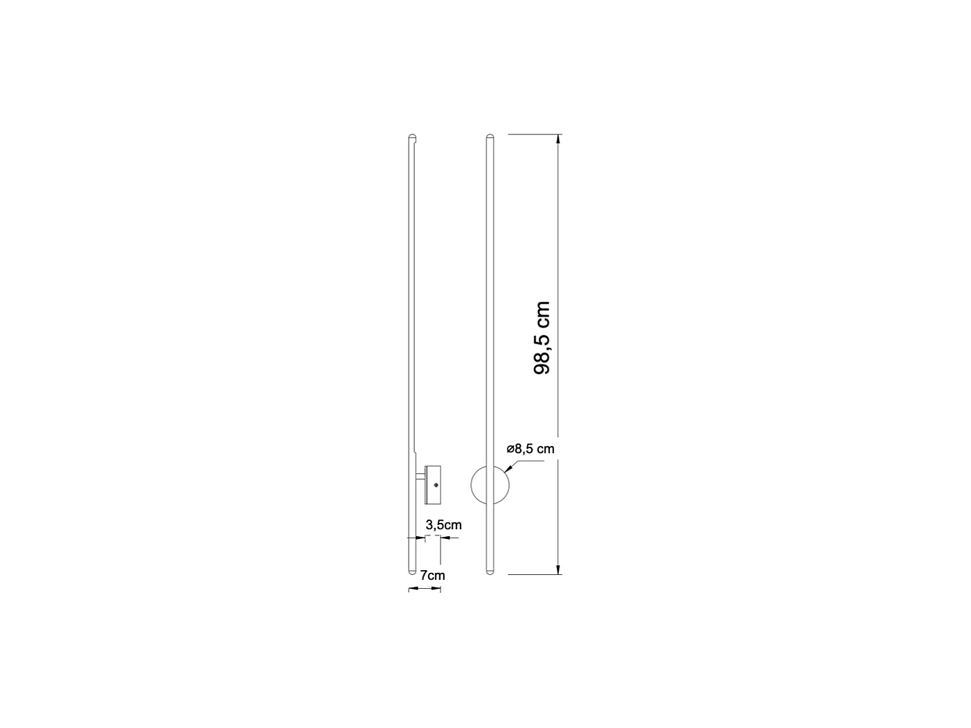 Applique longiligne noire lumière indirecte LED - Mandal