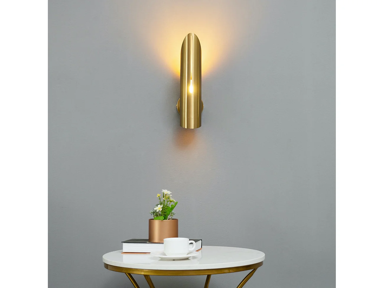 Applique murale cylindre doré lumière indirecte - Tingo