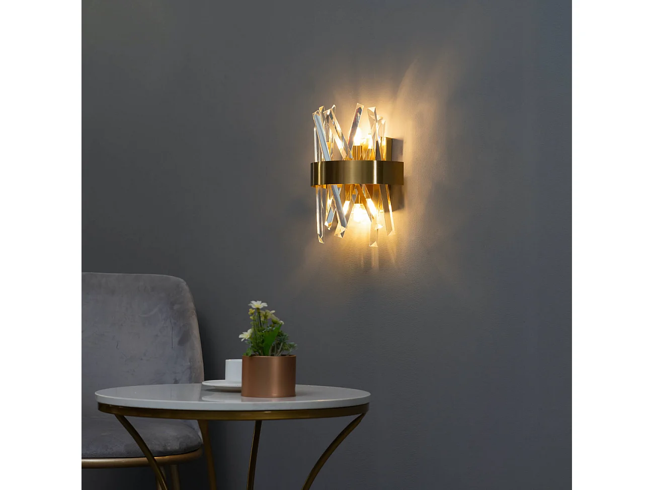 Applique murale luxe en cristal et métal doré - Ivanna