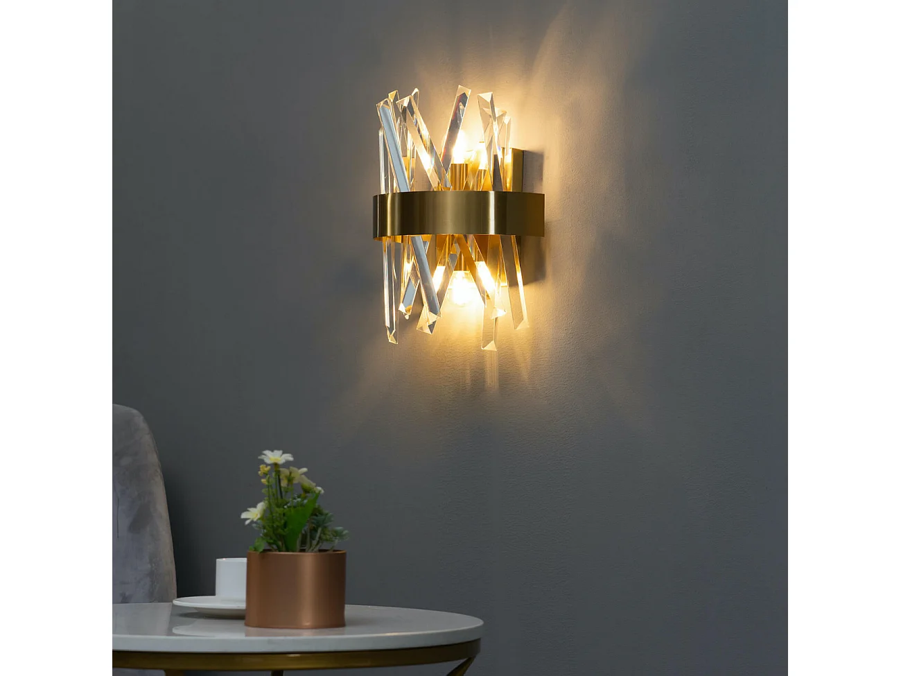 Applique murale luxe en cristal et métal doré - Ivanna