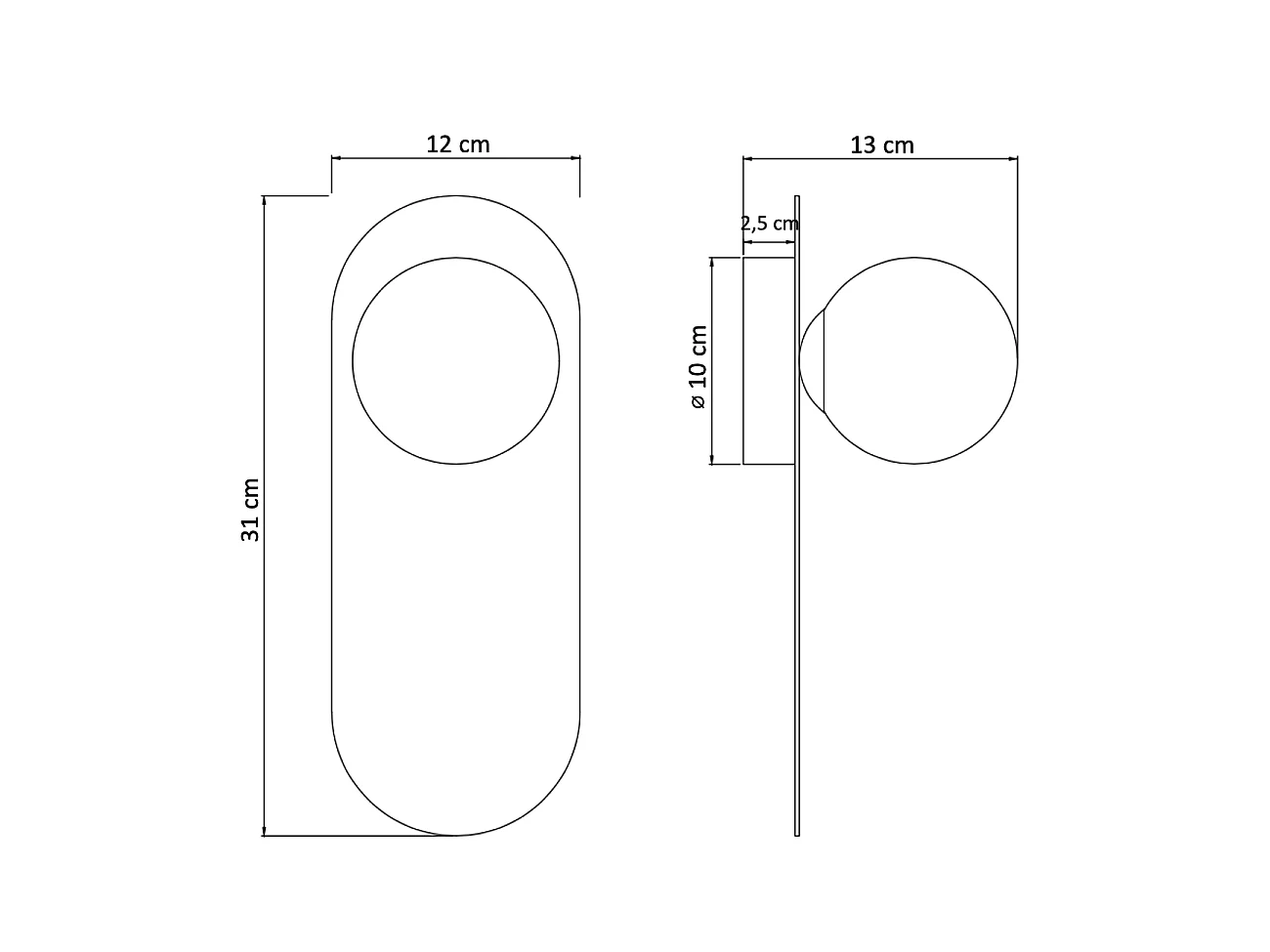 Applique minimaliste noire à verre blanc - Mattina