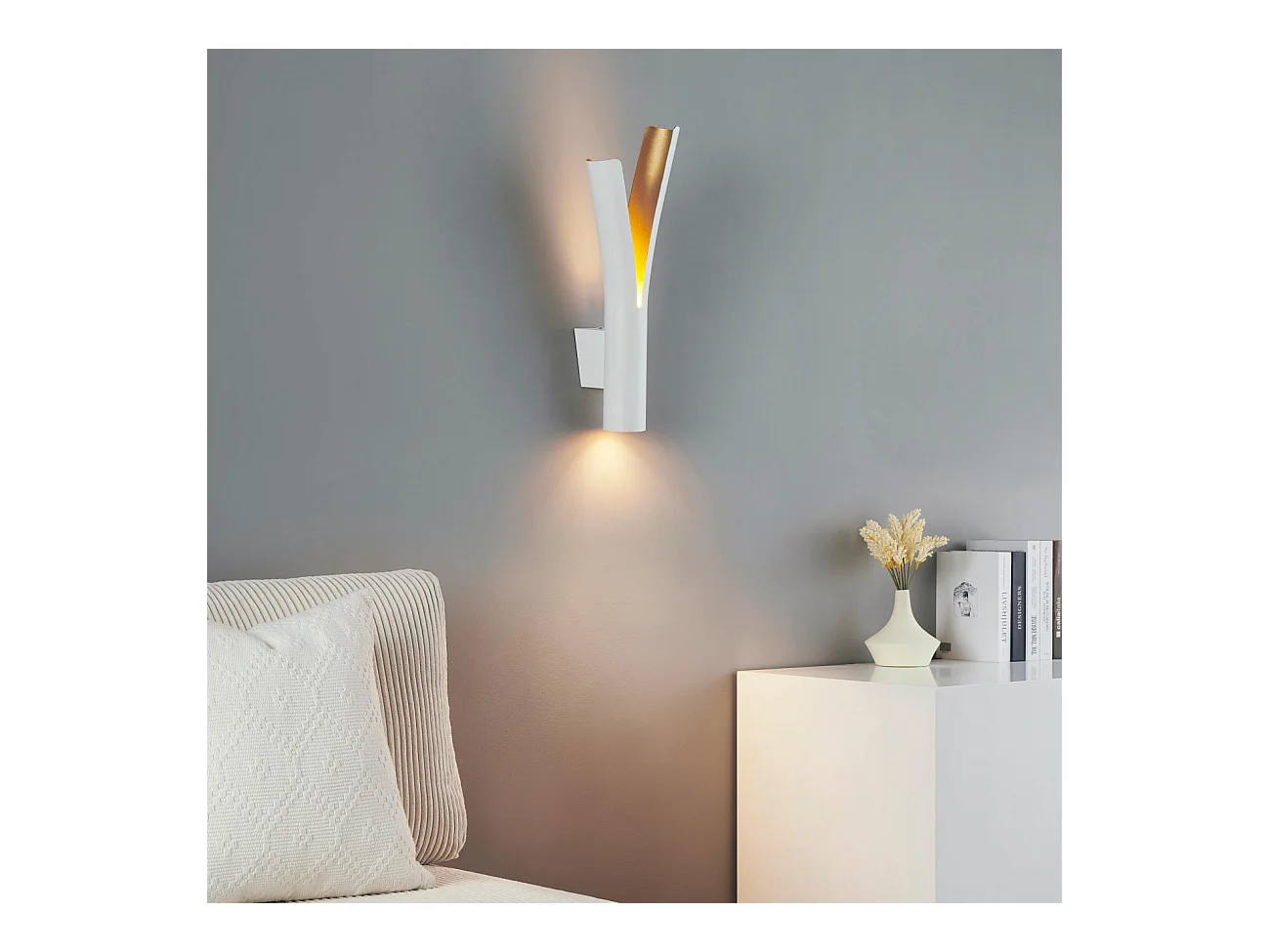 Applique LED blanche intérieur or double faisceau - Nelia