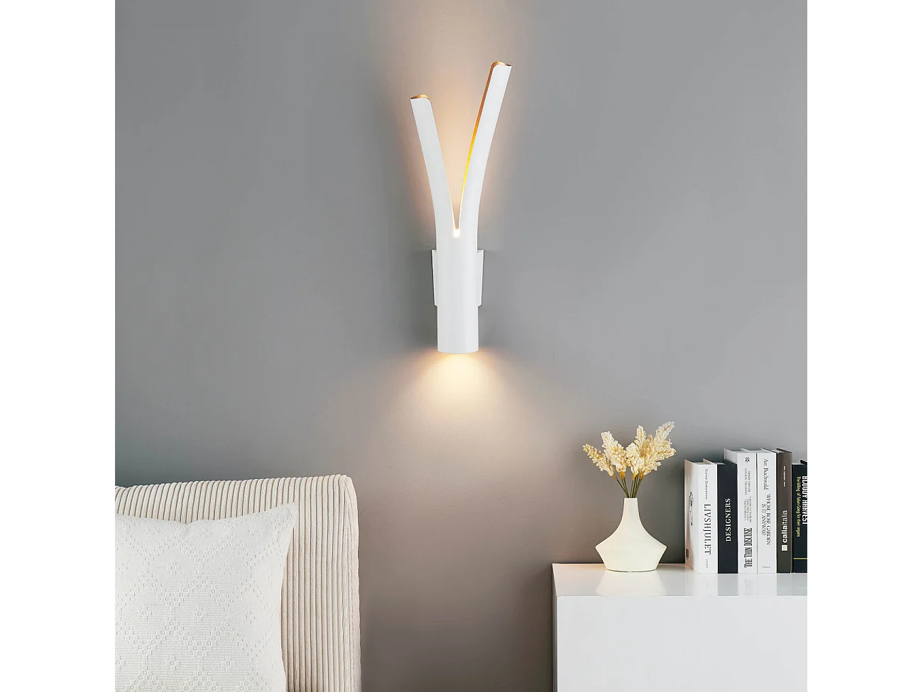 Applique LED blanche intérieur or double faisceau - Nelia