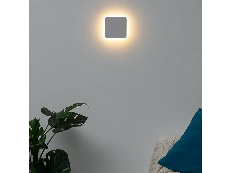 Applique LED carrée bords arrondis minimaliste blanche - Eporedia