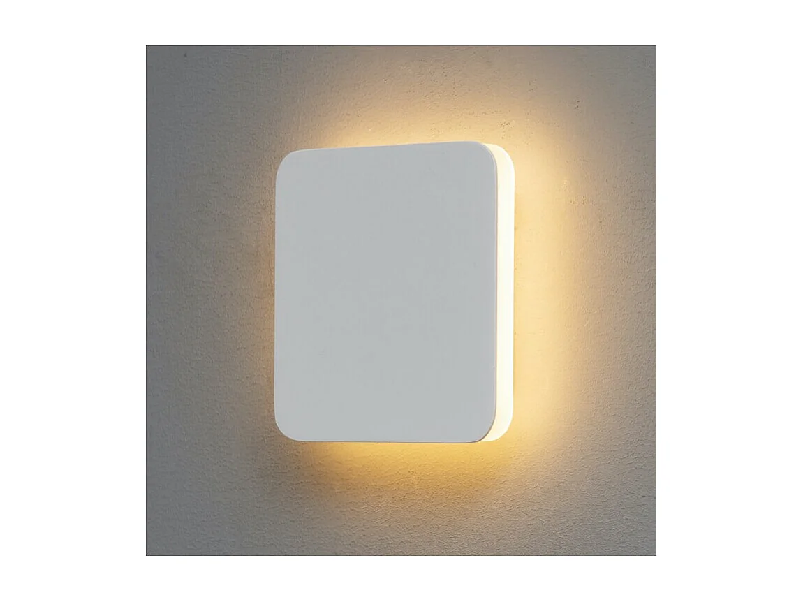 Applique LED carrée bords arrondis minimaliste blanche - Eporedia