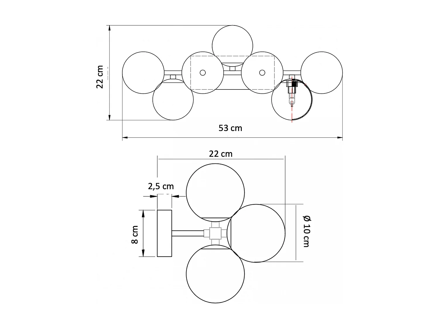 Grande applique dorée expressive avec verres blancs - Ambrosia