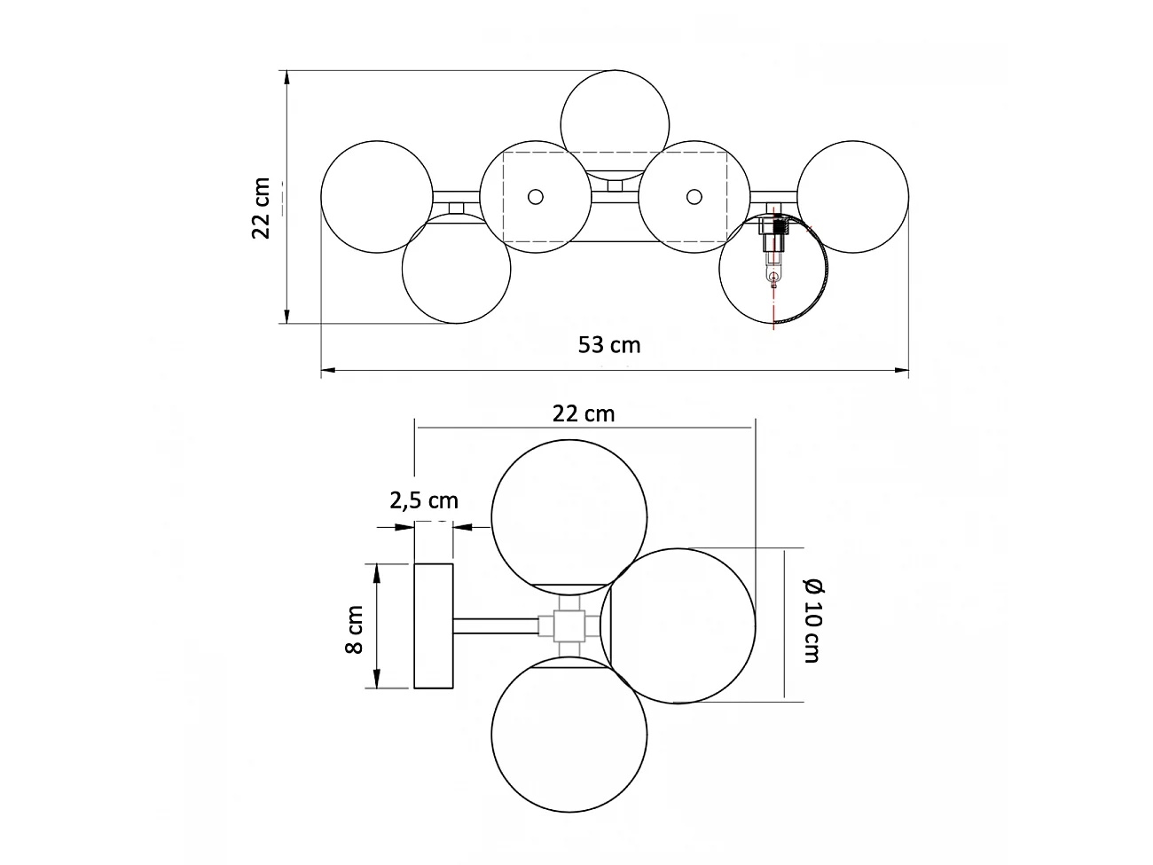 Grande applique dorée expressive avec verres blancs - Ambrosia