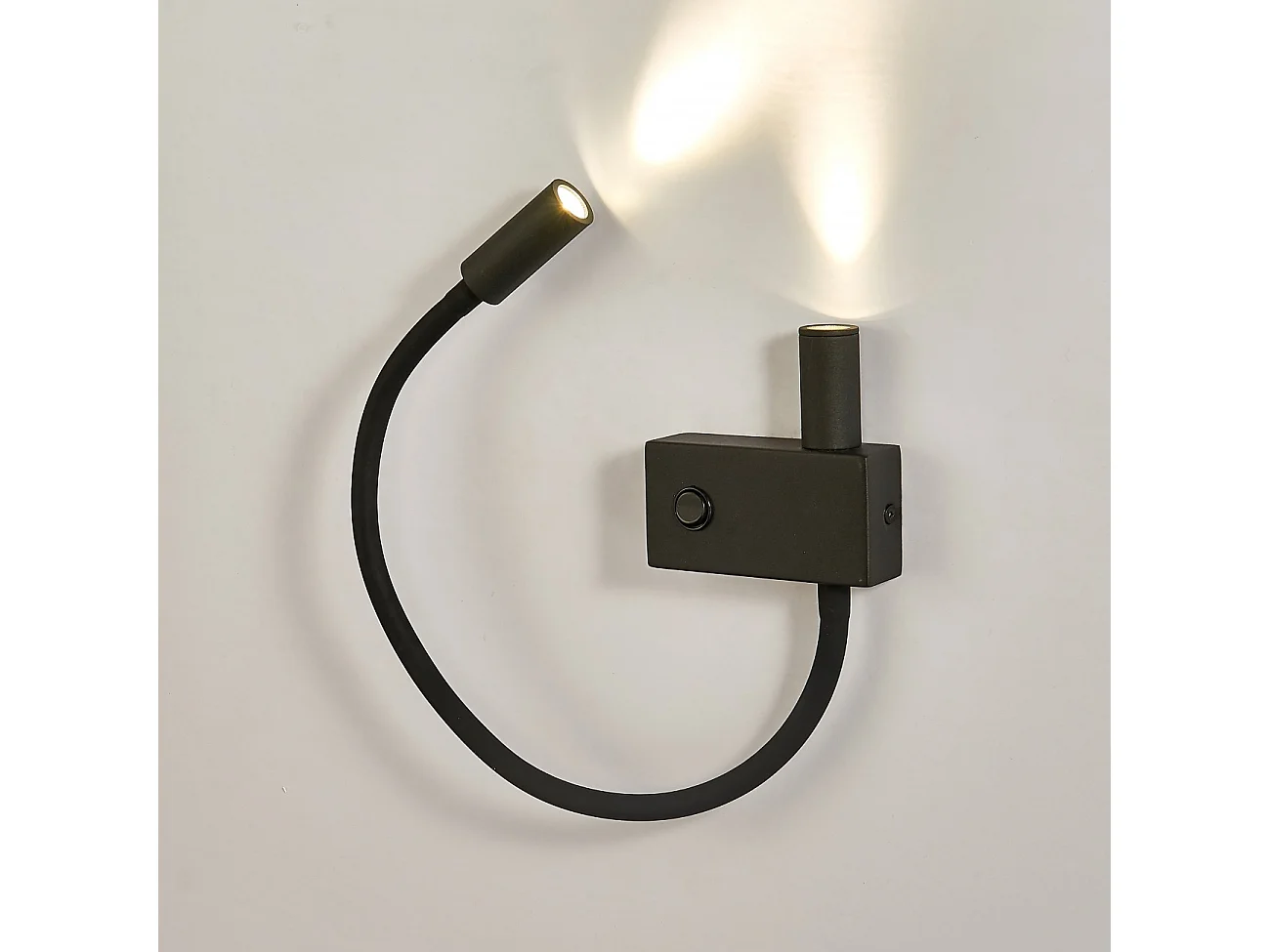 Applique liseuse double lumière épurée noire - Nanda