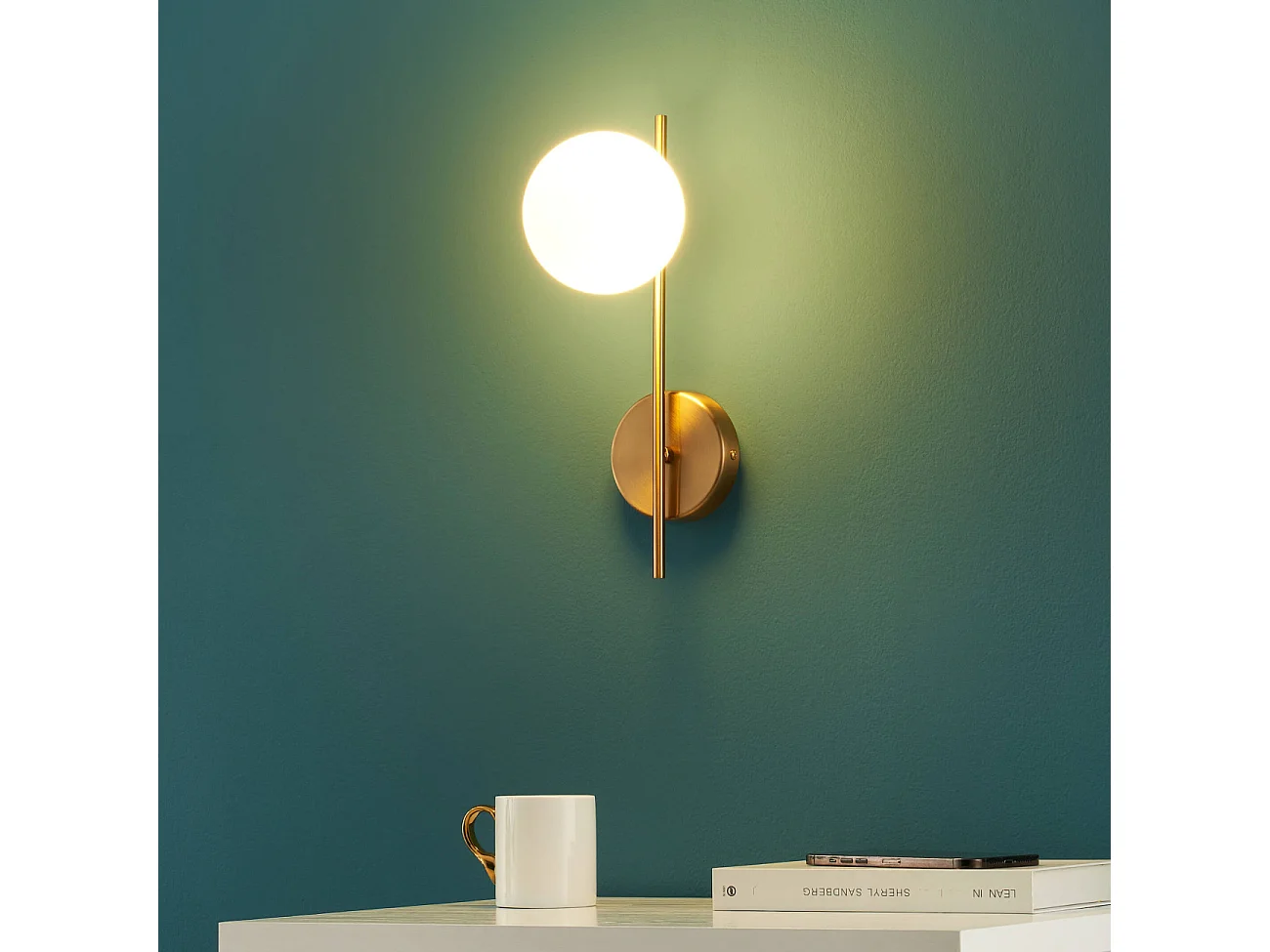 Applique murale globe en verre blanc look vintage - Neira