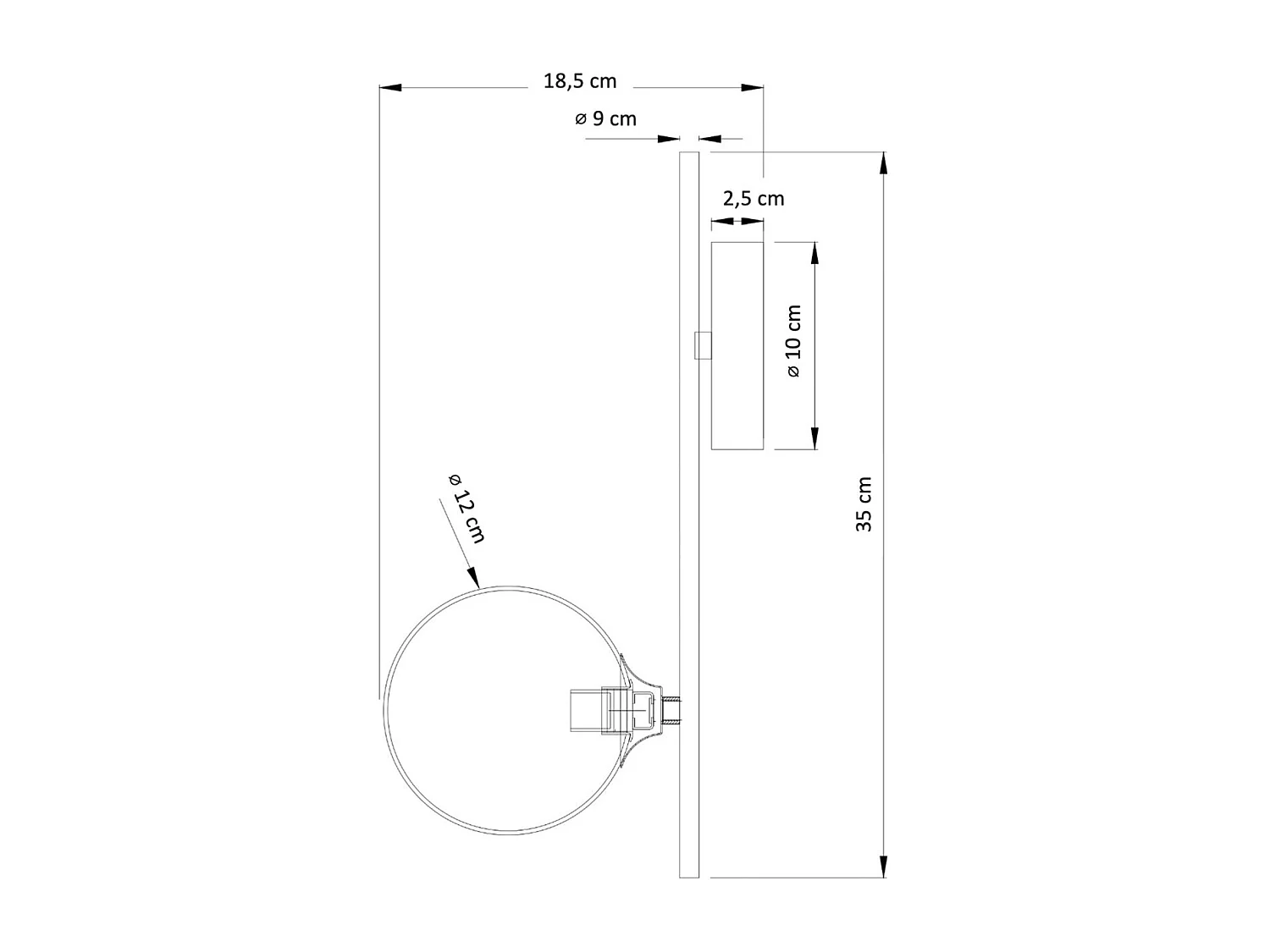 Applique murale globe en verre blanc look vintage - Neira