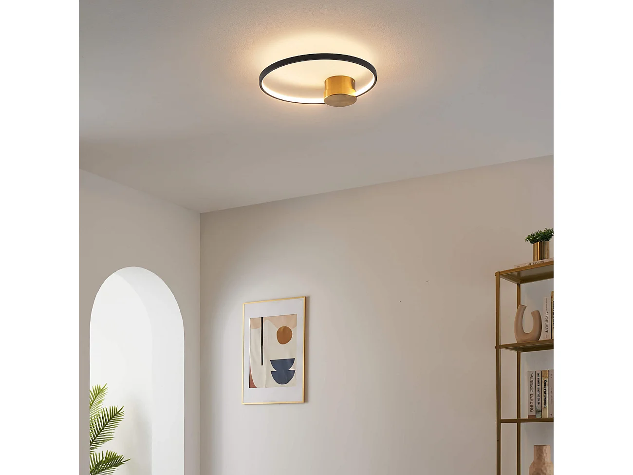 Applique ou plafonnier noir et laiton 40 cm - Alisa