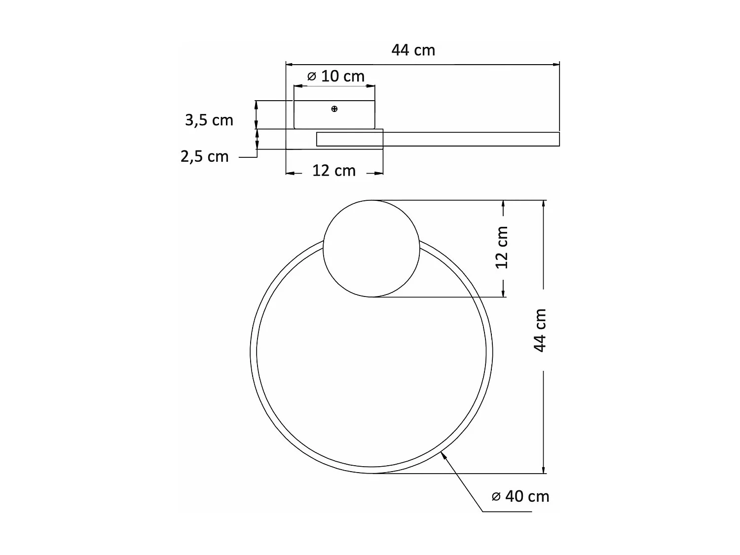 Applique ou plafonnier noir et laiton 40 cm - Alisa