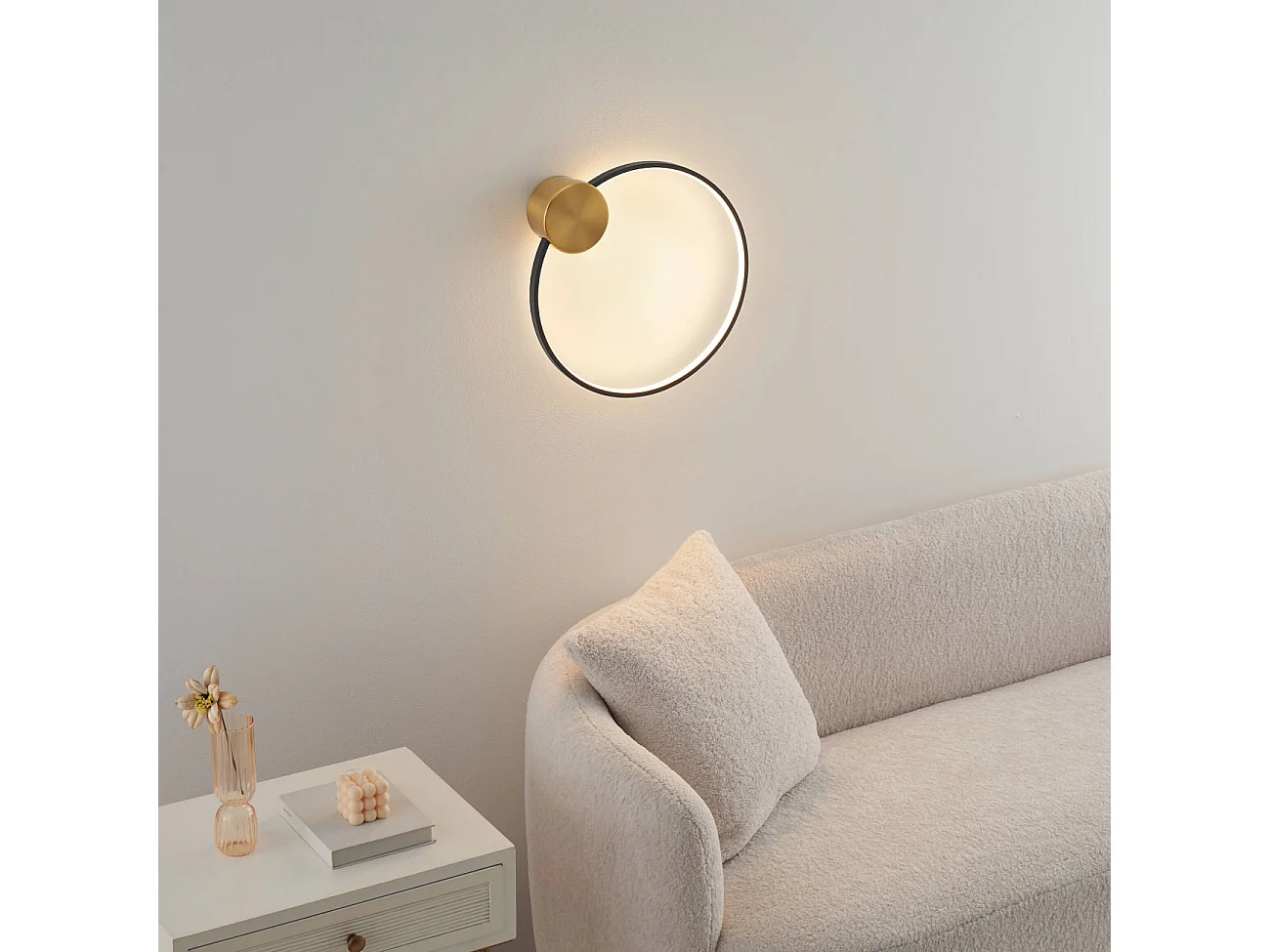 Applique ou plafonnier noir et laiton 40 cm - Alisa