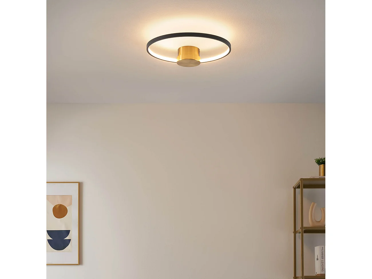 Applique ou plafonnier noir et laiton 40 cm - Alisa