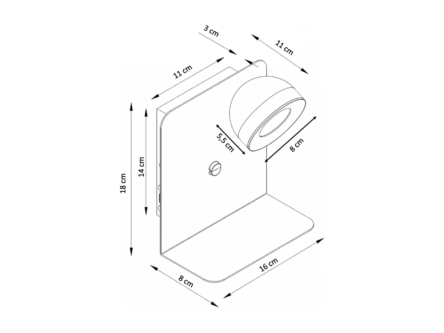 Applique murale liseuse noire avec interrupteur - Lyngen