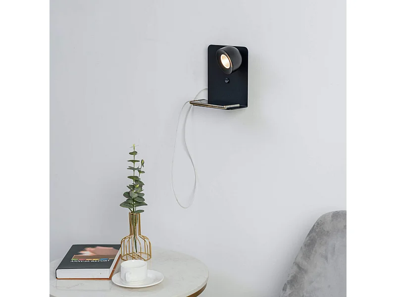 Applique murale liseuse noire avec interrupteur - Lyngen