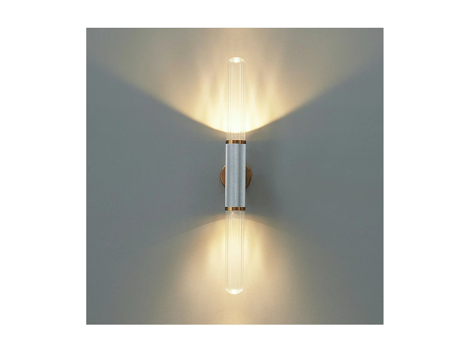 Applique longiligne argent et or double éclairage - Hita