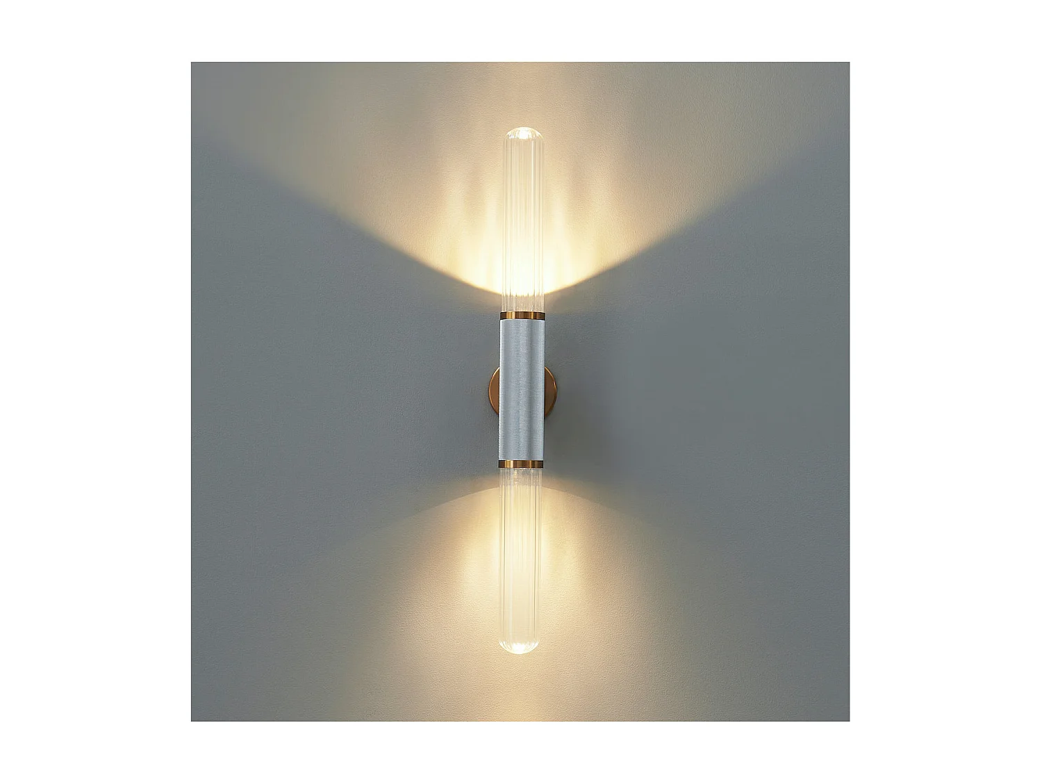 Applique longiligne argent et or double éclairage - Hita