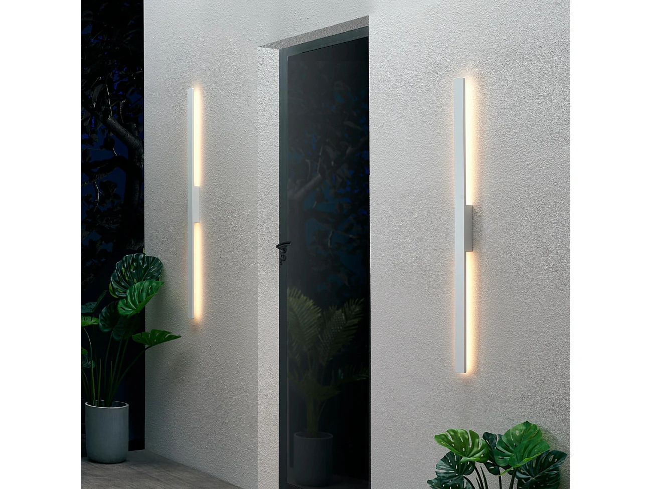 Applique ultra design minimaliste blanche LED extérieur 144 cm  - Sambai