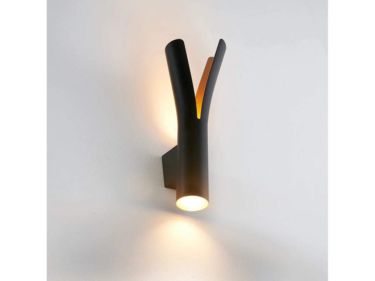 Applique LED design noire double éclairage - Nelia