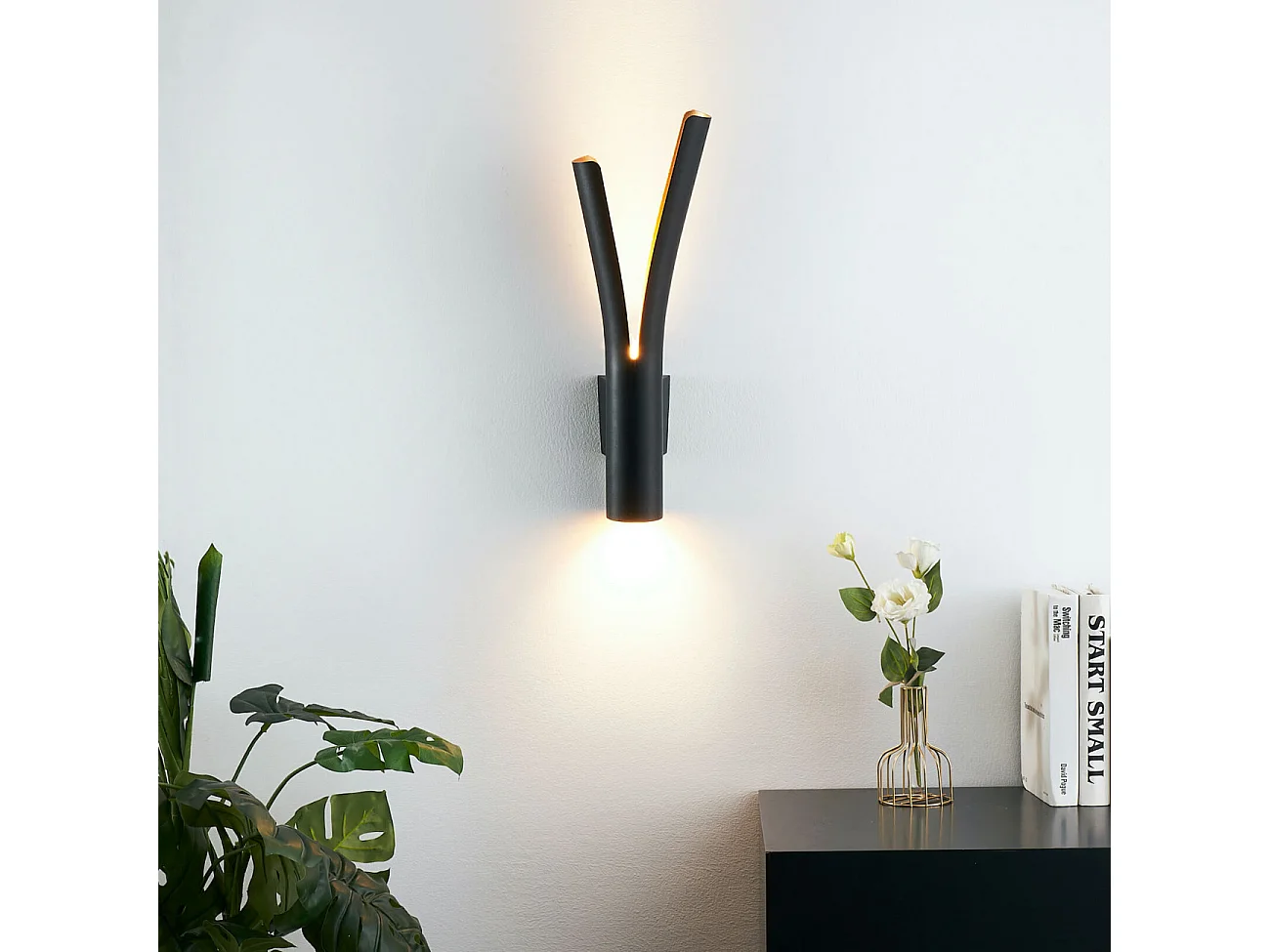 Applique LED design noire double éclairage - Nelia