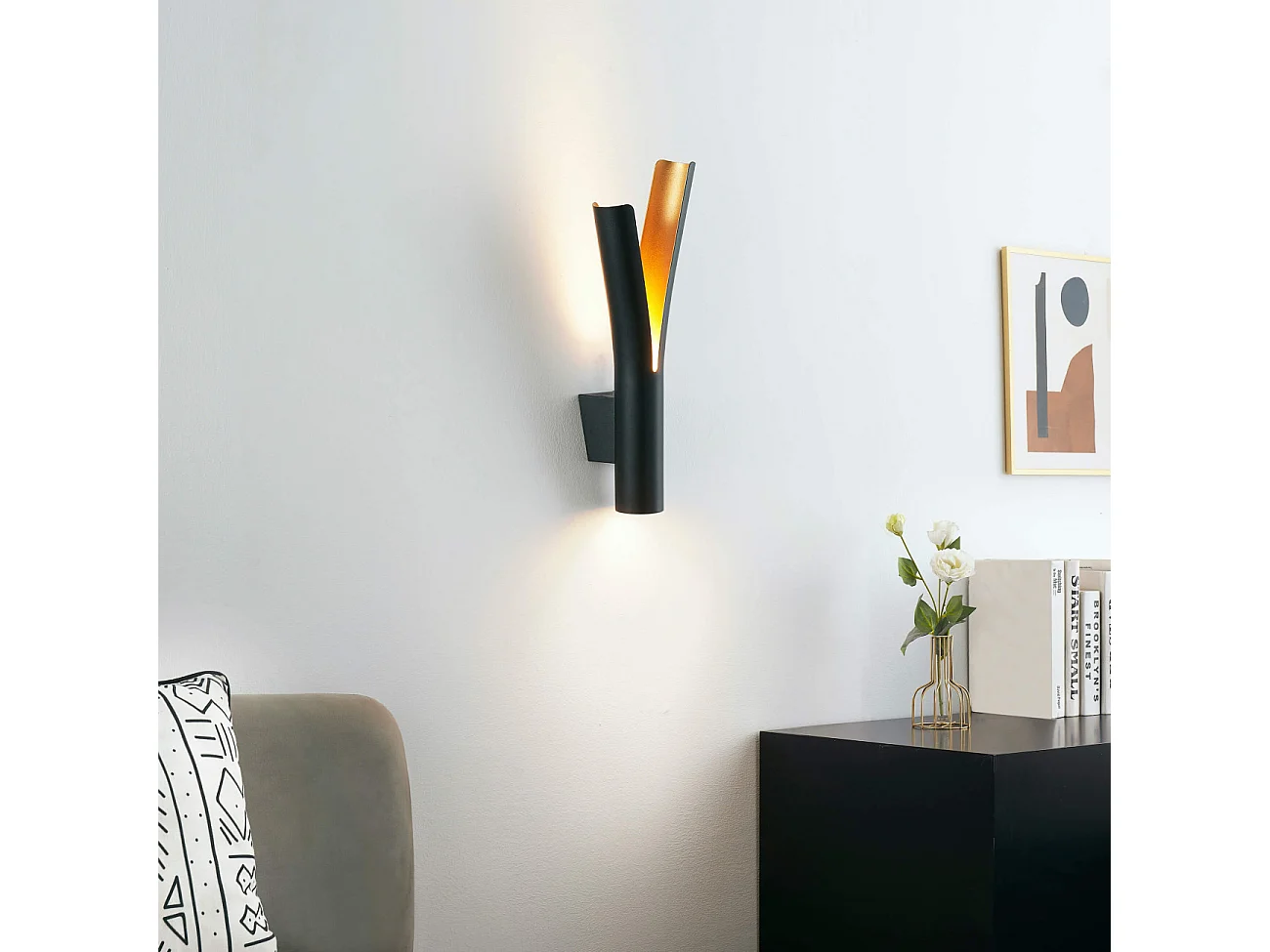 Applique LED design noire double éclairage - Nelia