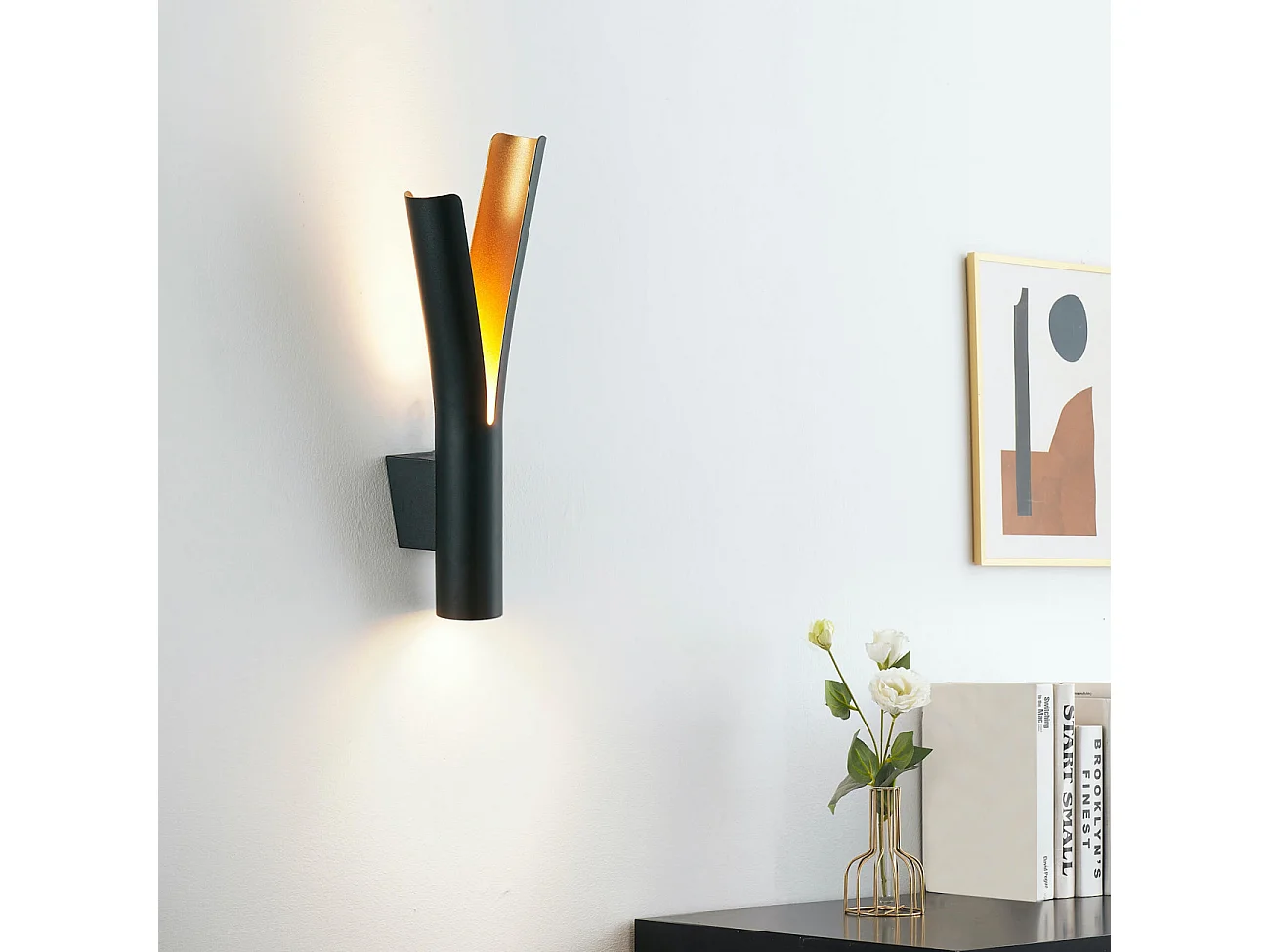 Applique LED design noire double éclairage - Nelia