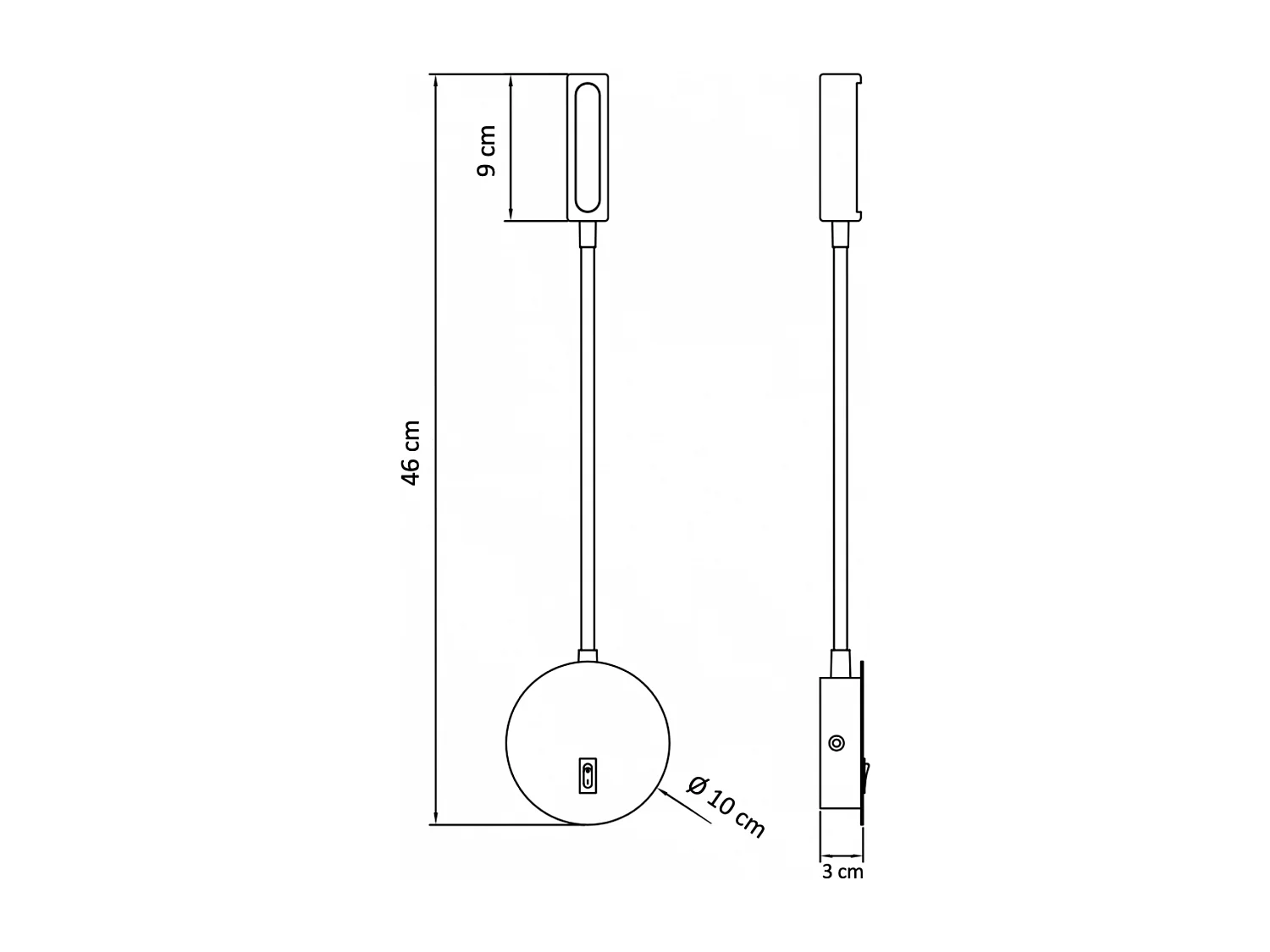 Liseuse LED orientable noire - Norma