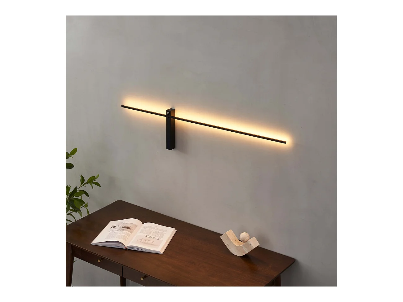 Applique minimaliste barre noire LED dimmable avec interrupteur - Stolia