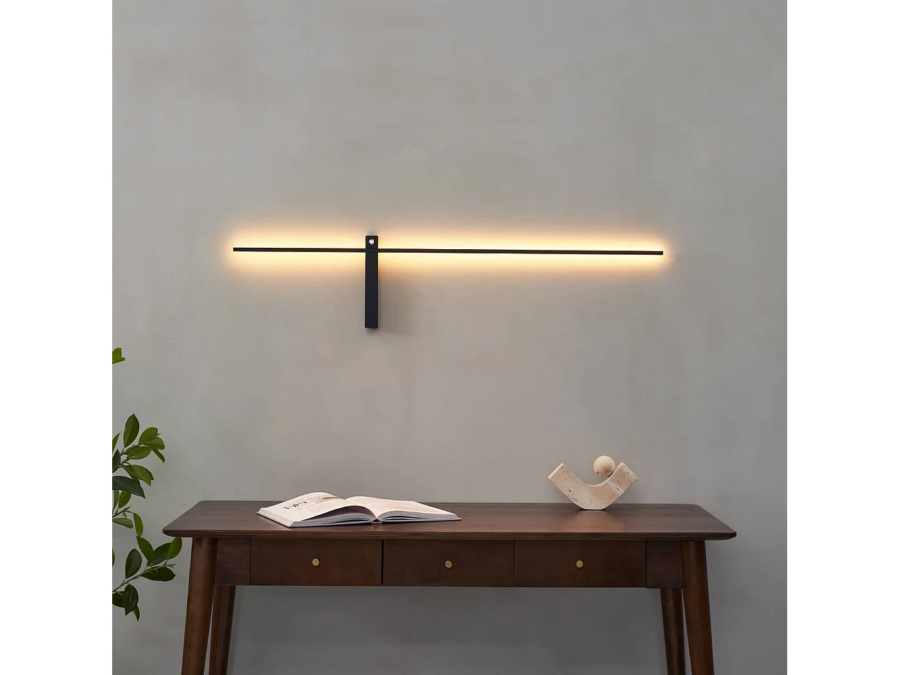 Applique minimaliste barre noire LED dimmable avec interrupteur - Stolia