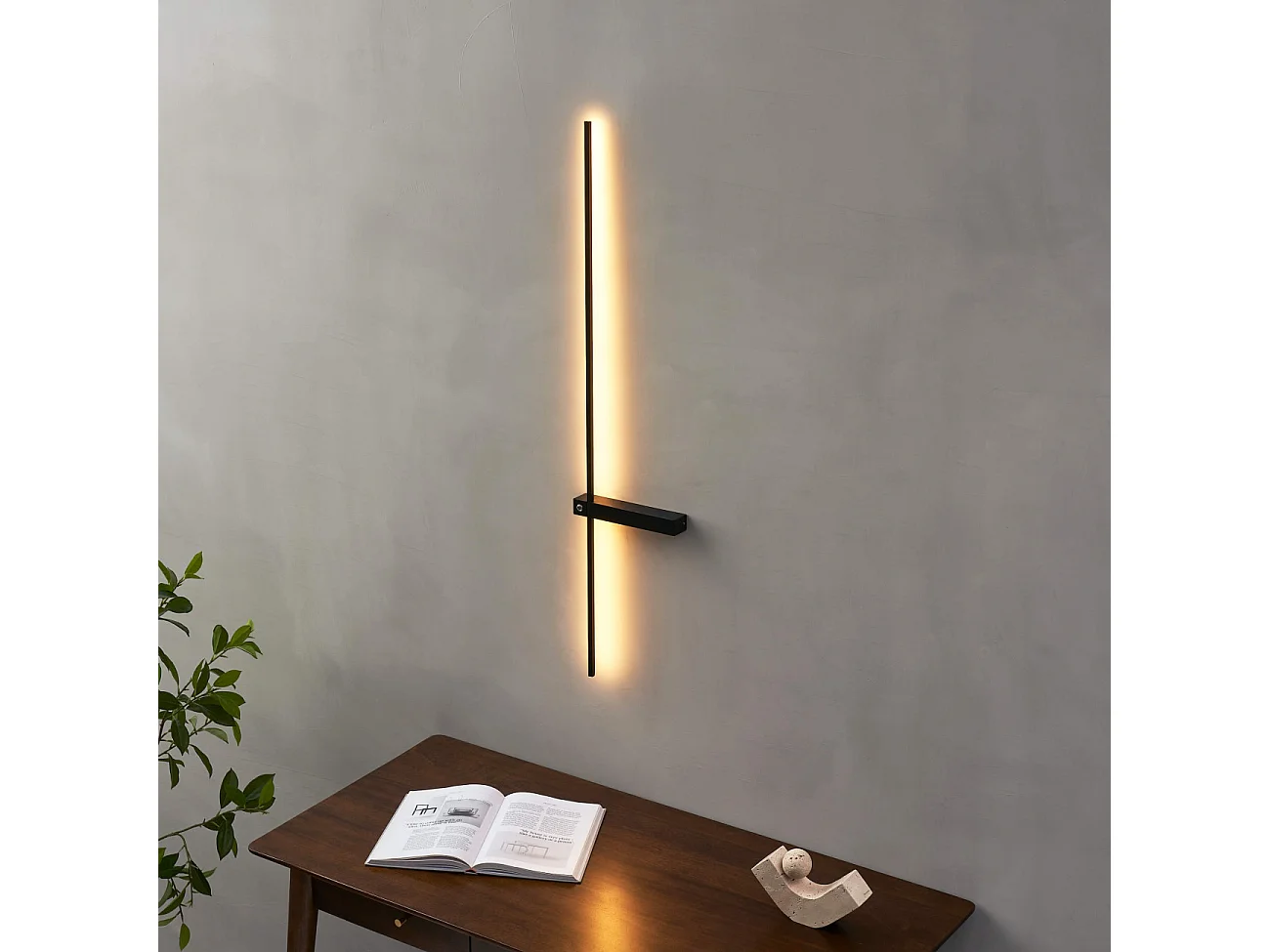 Applique minimaliste barre noire LED dimmable avec interrupteur - Stolia
