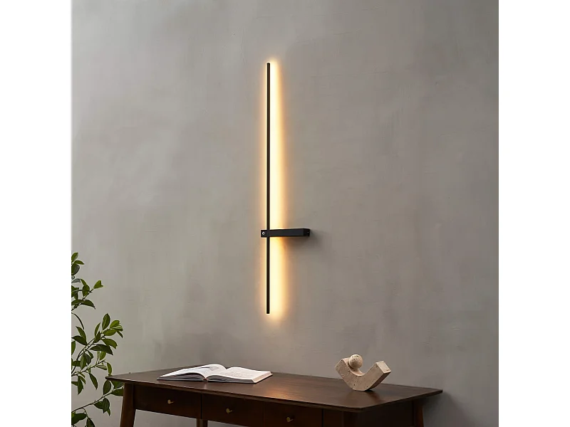 Applique minimaliste barre noire LED dimmable avec interrupteur - Stolia